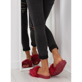 Burgundy slippers with fur zy383-007-1 wine red 1