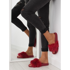 Burgundy slippers with fur zy383-007-1 wine red 2