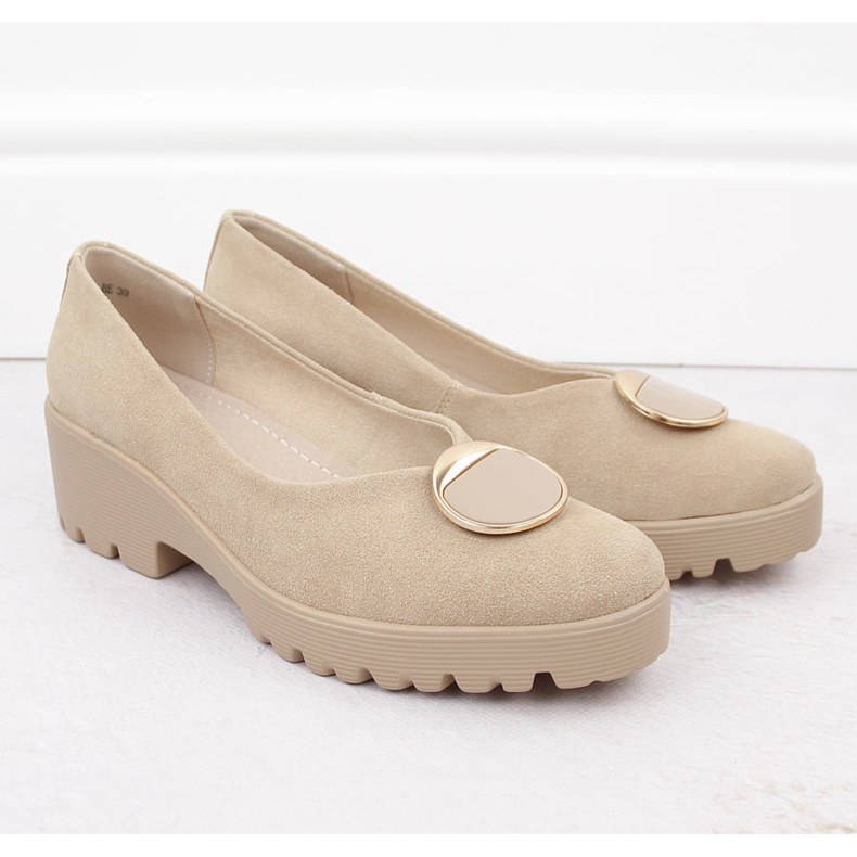 Leather suede women's slip-on shoes beige Filippo DP4569 2