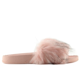 Pink slippers with fur zy383-007-1 pink 1