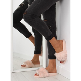 Pink slippers with fur zy383-007-1 pink 2