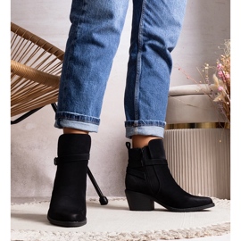 Black Mihaela block heel ankle boots 1