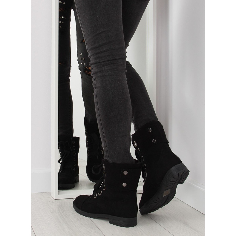 Black lacing workery boots 8901 Black 2