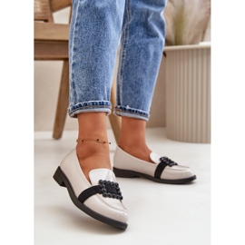 Patent Leather Women's Moccasins With Decoration Light Gray Vinceza 58389 grey 2 Patent Leather Women's Moccasins With Decoration Light Gray Vinceza 58389 grey 2