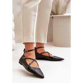 Women's Ballerinas With Pointed Toes And Interlacing Straps Black Violra 2