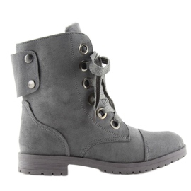 Gray lacing workery boots 8901 gray grey 1