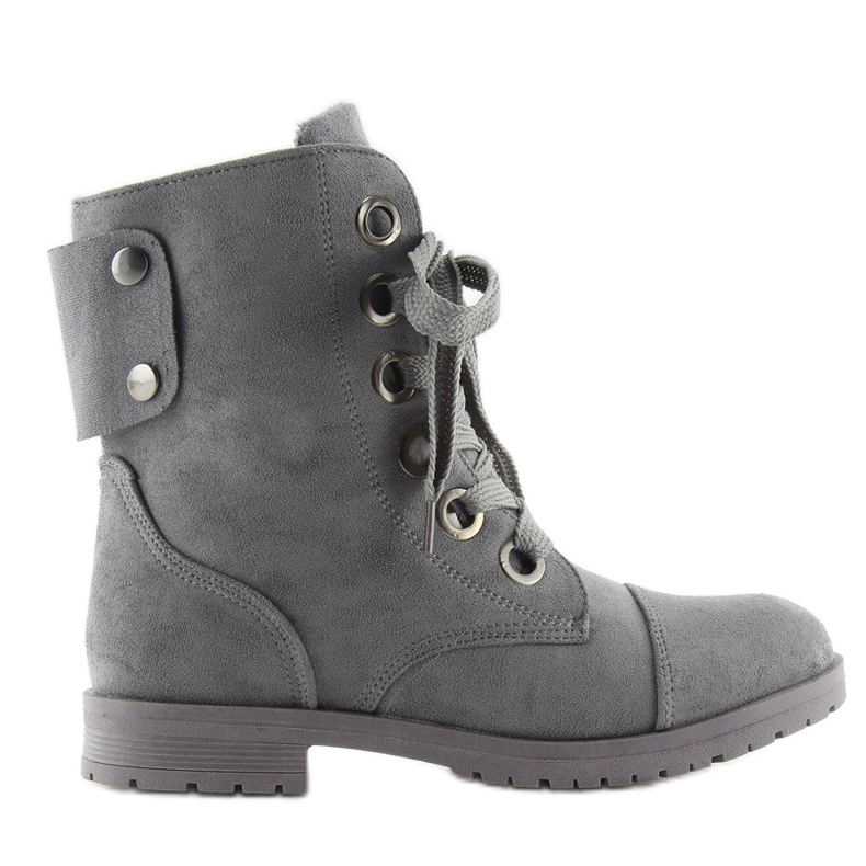 Gray lacing workery boots 8901 gray grey 1