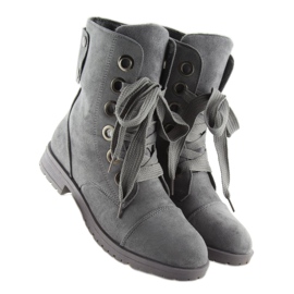 Gray lacing workery boots 8901 gray grey 2