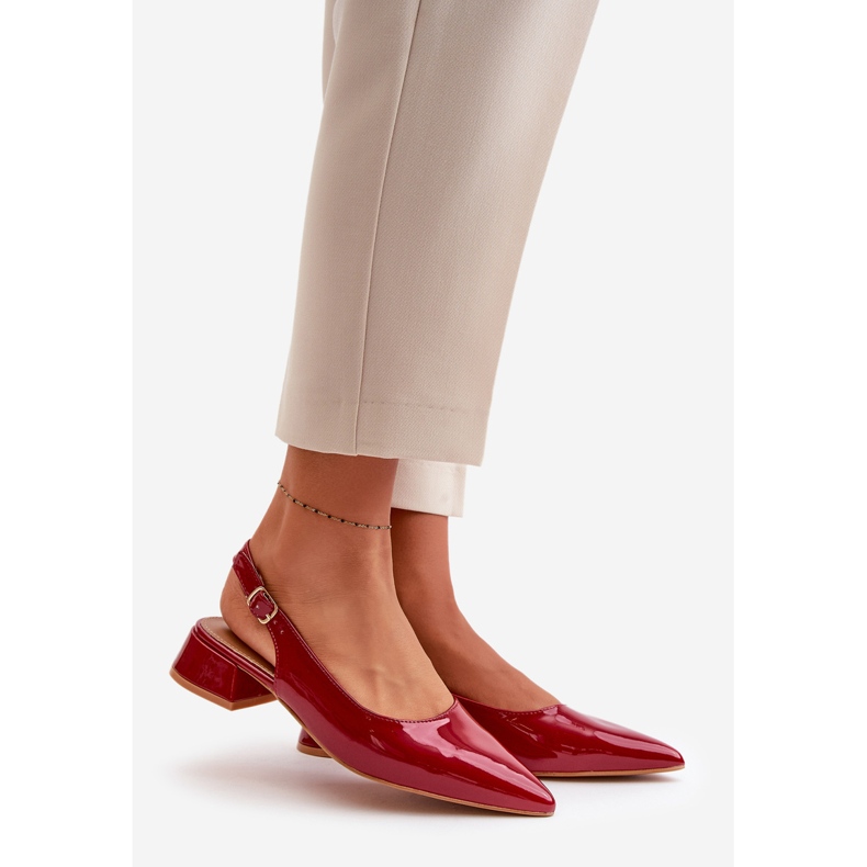 Anarinne patent leather ballerinas with pointed toes and low heels red 1