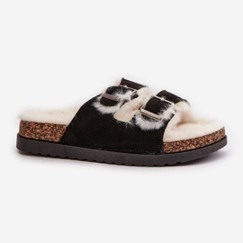 Women's Slippers Flip-Flops With Buckles And Fur Black Ezilena 4