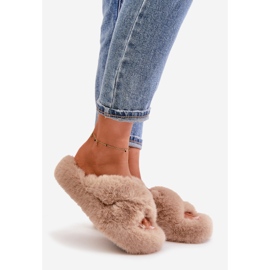 Women's Fur Slippers With Thick Soles Beige Lavitera 1