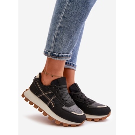 Sneakers Sports Shoes Women Lace-up On Platform Black Mialunae 1