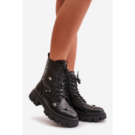 Women's Worker Ankle Boots With Decorations Eco Leather Black Cadenilla 1