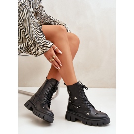 Women's Worker Ankle Boots With Decorations Eco Leather Black Cadenilla 2