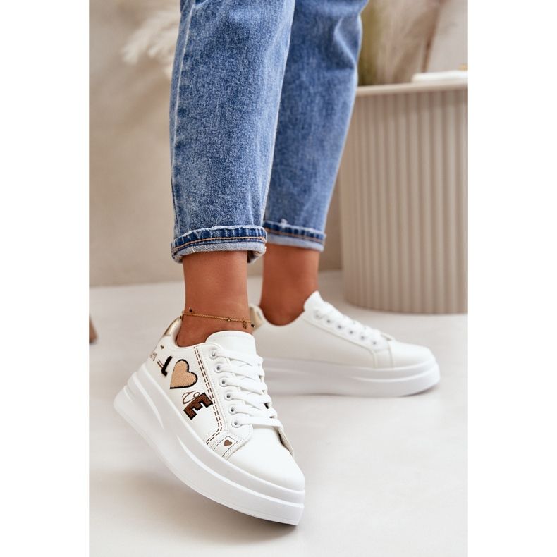 Women's Sneakers On The Platform With Decorative Inscription Love White Orlian 2 Women's Sneakers On The Platform With Decorative Inscription Love White Orlian 2