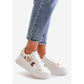 Women's Sneakers On The Platform With Decorative Inscription Love White Orlian 1