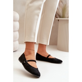 Flat Ballerinas With Strap Eco Suede Black Tirilina 2