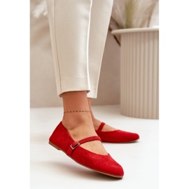 Flat Ballerinas With Strap Eco Suede Red Tirilina 2