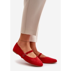 Flat Ballerinas With Strap Eco Suede Red Tirilina 1