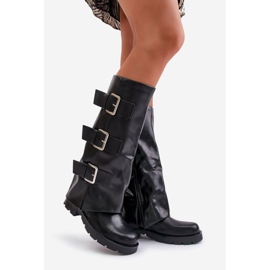 Insulated Boots With Rolled Upper And Buckles Black Cialetta 1