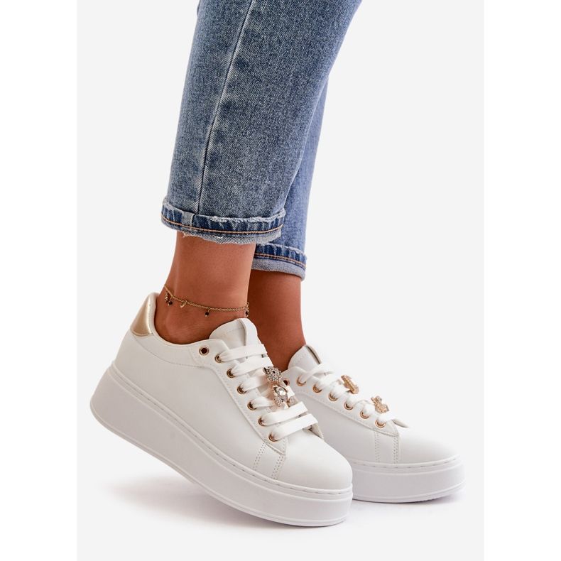 Women's Sneakers On The Platform With A Teddy Bear White Vailina 1
