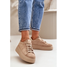 Women's Sneakers On The Platform With A Teddy Bear Beige Vailina 2