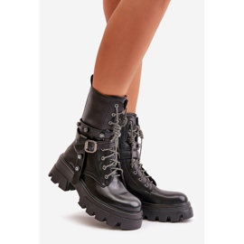 Insulated Worker Boots for Women with Straps Black Berivana 1