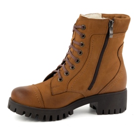 Olivier Women's leather ankle boots, winter insulated boots, 272BB, brown 1