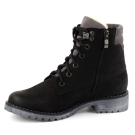 Olivier Women's leather ankle boots, winter insulated boots, 365BB black 1