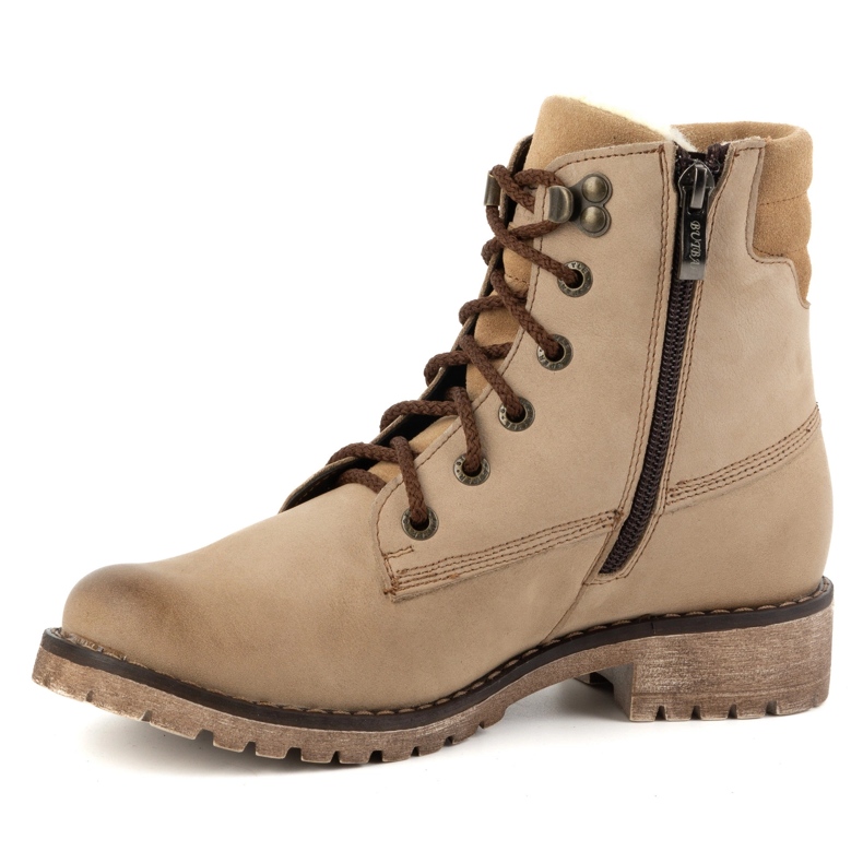 Olivier Women's leather ankle boots, winter insulated boots, 365BB, beige 1 Olivier Women's leather ankle boots, winter insulated boots, 365BB, beige 1