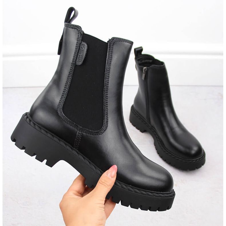 Women's leather ankle boots insulated black Big Star OO274109 1 Women's leather ankle boots insulated black Big Star OO274109 1