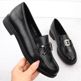 Ladies' loafers with decoration, black, Potocki 12425 1