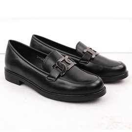 Ladies' loafers with decoration, black, Potocki 12425 2