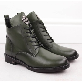 Women's lace-up and zipper boots green Potocki SZ12179 1 Women's lace-up and zipper boots green Potocki SZ12179 1