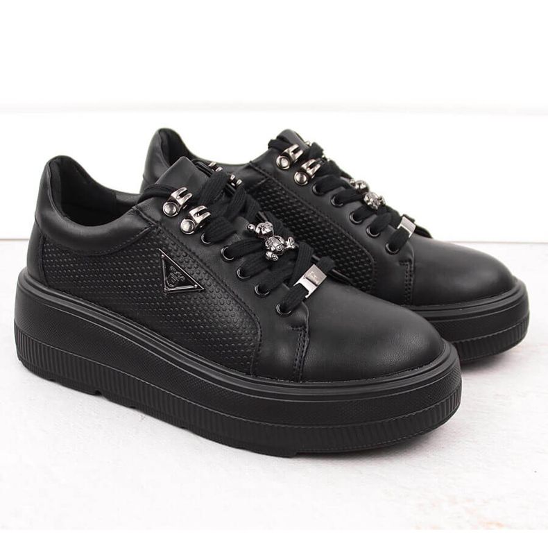 Leather women's platform shoes black Filippo DP6382 2