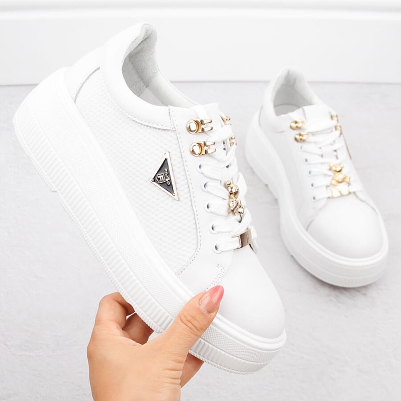 Women's leather platform shoes white Filippo DP6382 1