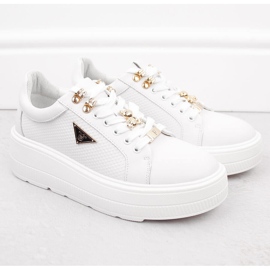 Women's leather platform shoes white Filippo DP6382 2