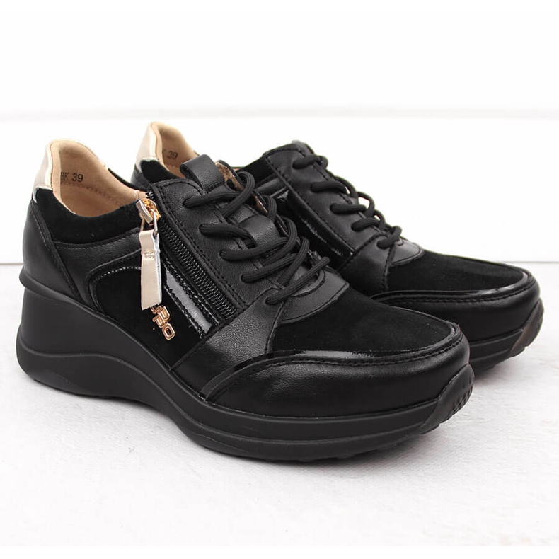 Women's leather wedge shoes black Filippo DP6434 2