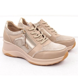 Women's leather wedge shoes beige Filippo DP6434 2