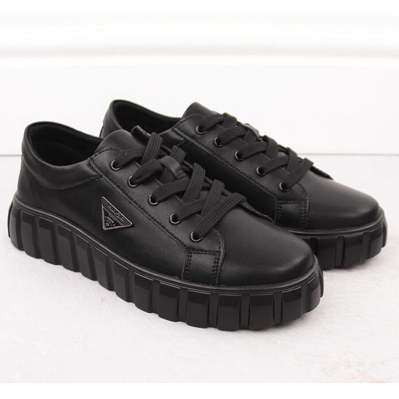 Women's leather platform shoes black Filippo DP4670 2