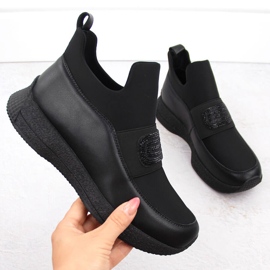 Women's leather slip-on shoes black Artiker 55C0035 1