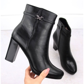 M. DASZYŃSKI Women's ankle boots with a heel, insulated, black, M.Daszyński AF125-22 1