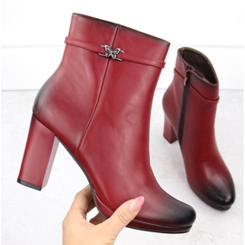 M. DASZYŃSKI Women's ankle boots with a heel, insulated, red, M.Daszyński AF125-22 1