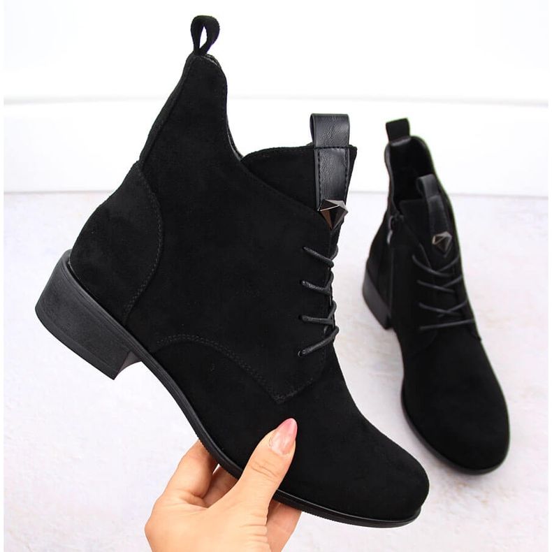 M. DASZYŃSKI Women's lace-up and zipper boots insulated black M.Daszyński SA198-24 1