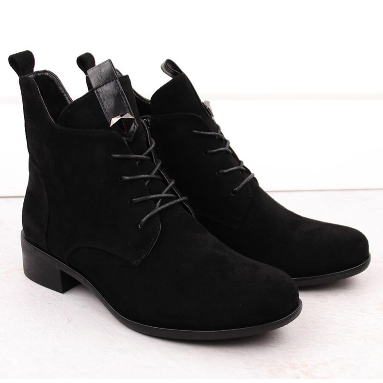 M. DASZYŃSKI Women's lace-up and zipper boots insulated black M.Daszyński SA198-24 2