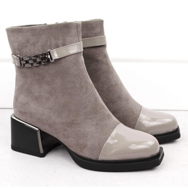 Women's ankle boots with decorative heel D&amp;A S.Barski Premium Collection MR880-018 beige 2