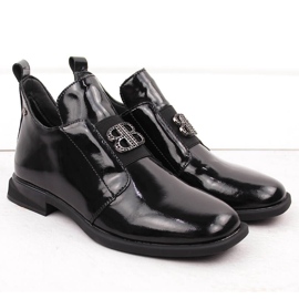 Leather women's patent leather ankle boots with decoration, black Filippo DBT4763 2 Leather women's patent leather ankle boots with decoration, black Filippo DBT4763 2