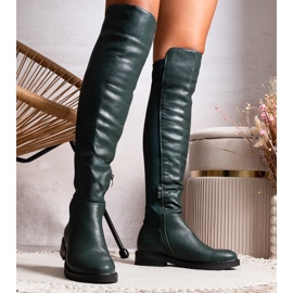 Long green boots made of eco leather Polmapina 1