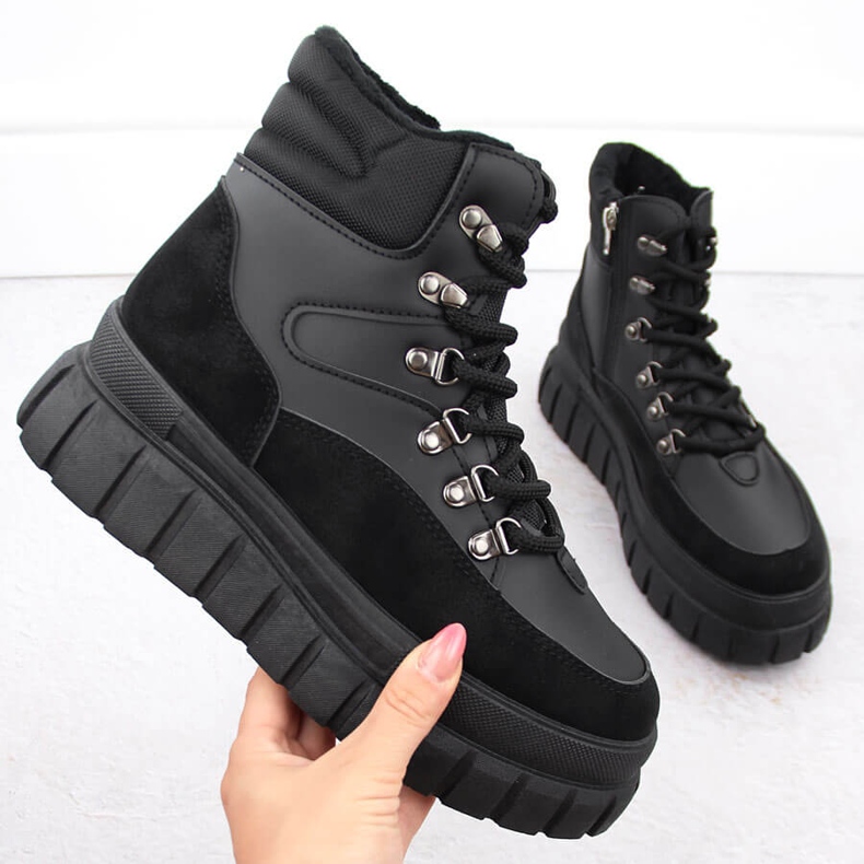 Women's boots on a thick platform black News 7928 1 Women's boots on a thick platform black News 7928 1