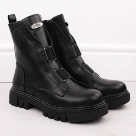 Women's Worker Boots on Platform Black Jezzi RMR2150-19 2